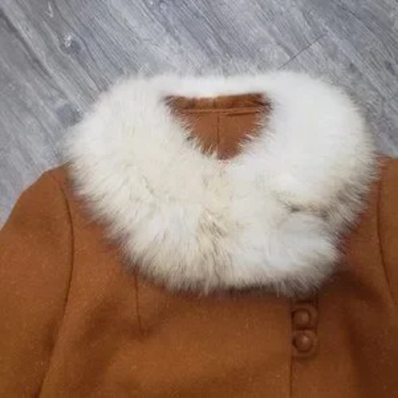 Fur Trimmed Women's Coat Suede - Picture 6 of 16